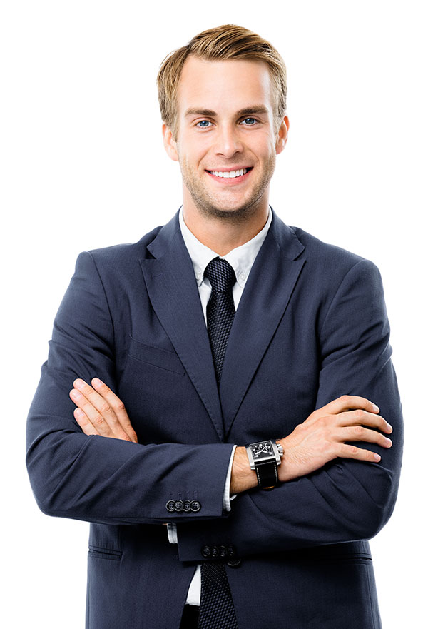 Portrait of happy smiling young businessman